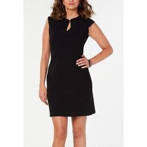 Bar III Women's Split Neck Shift Dress Sleeveless Black Professional Capsule LBD